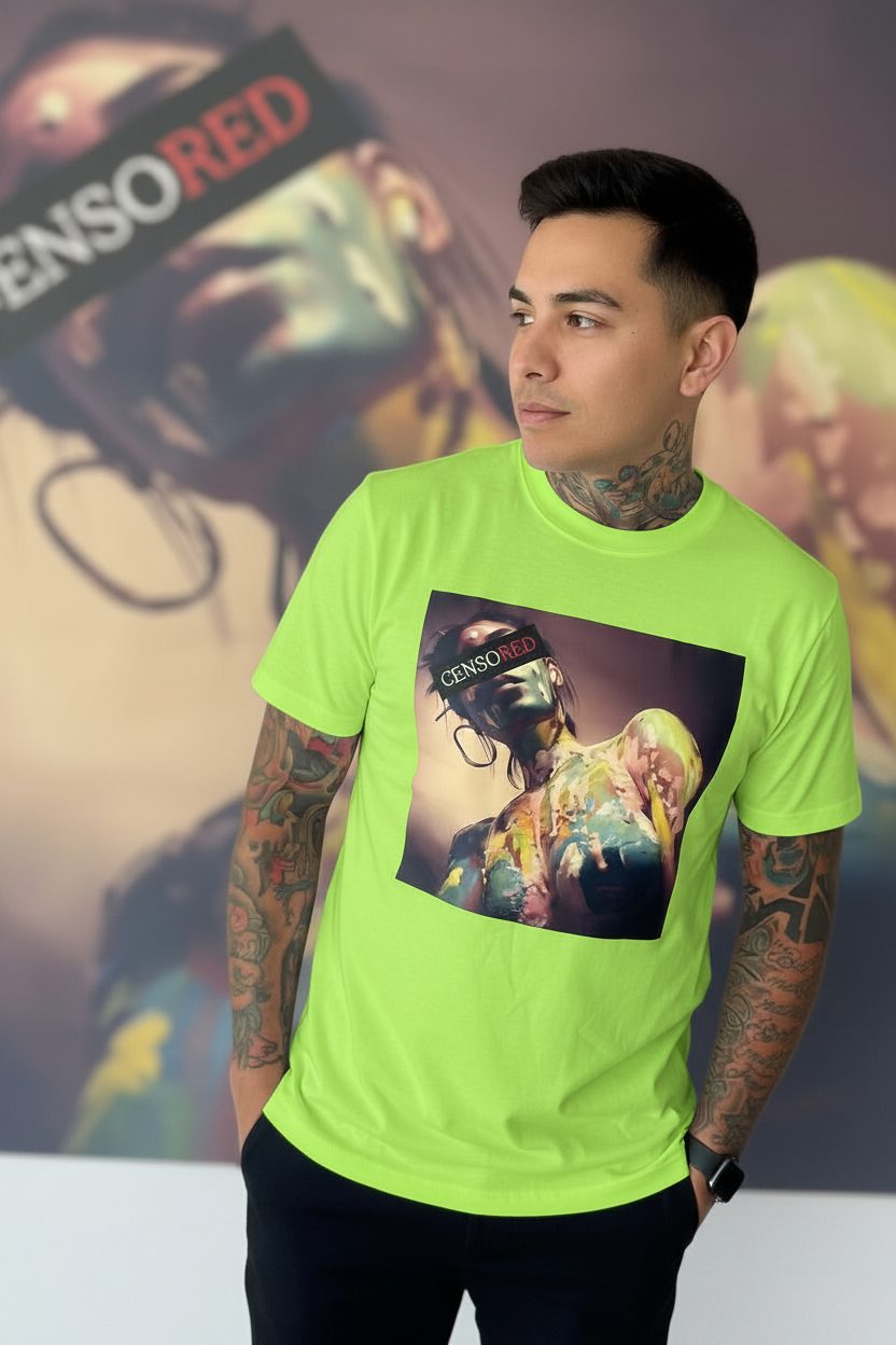 Graphic painted T-Shirt - Neon Green