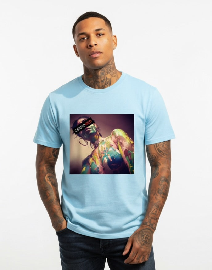 Graphic Painted T-Shirt - Powder Blue