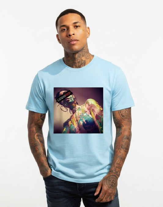 Graphic Painted T-Shirt - Powder Blue