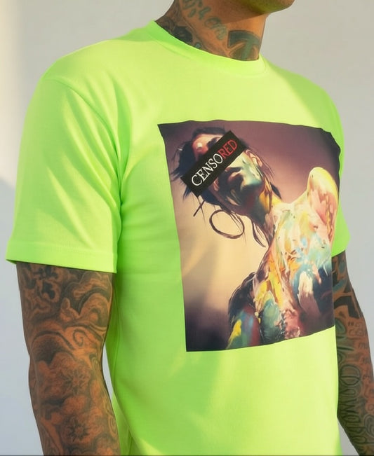 Graphic painted T-Shirt - Neon Green