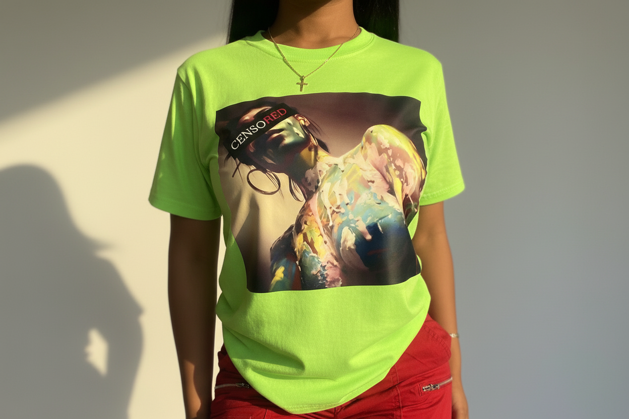 Graphic painted T-Shirt - Neon Green